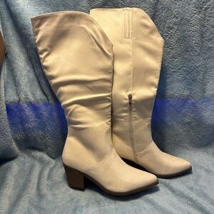 Chic Cream Heeled Boots